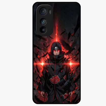 Focused Blade Discipline Glass Case showing flat back view with warrior sword themed artwork and glossy glass finish.
