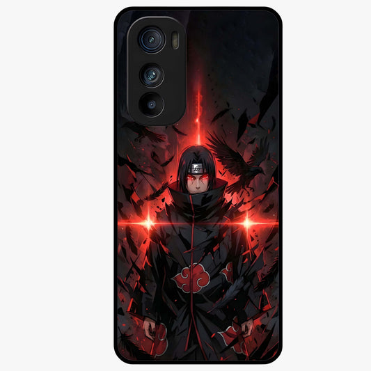 Focused Blade Discipline Glass Case showing flat back view with warrior sword themed artwork and glossy glass finish.