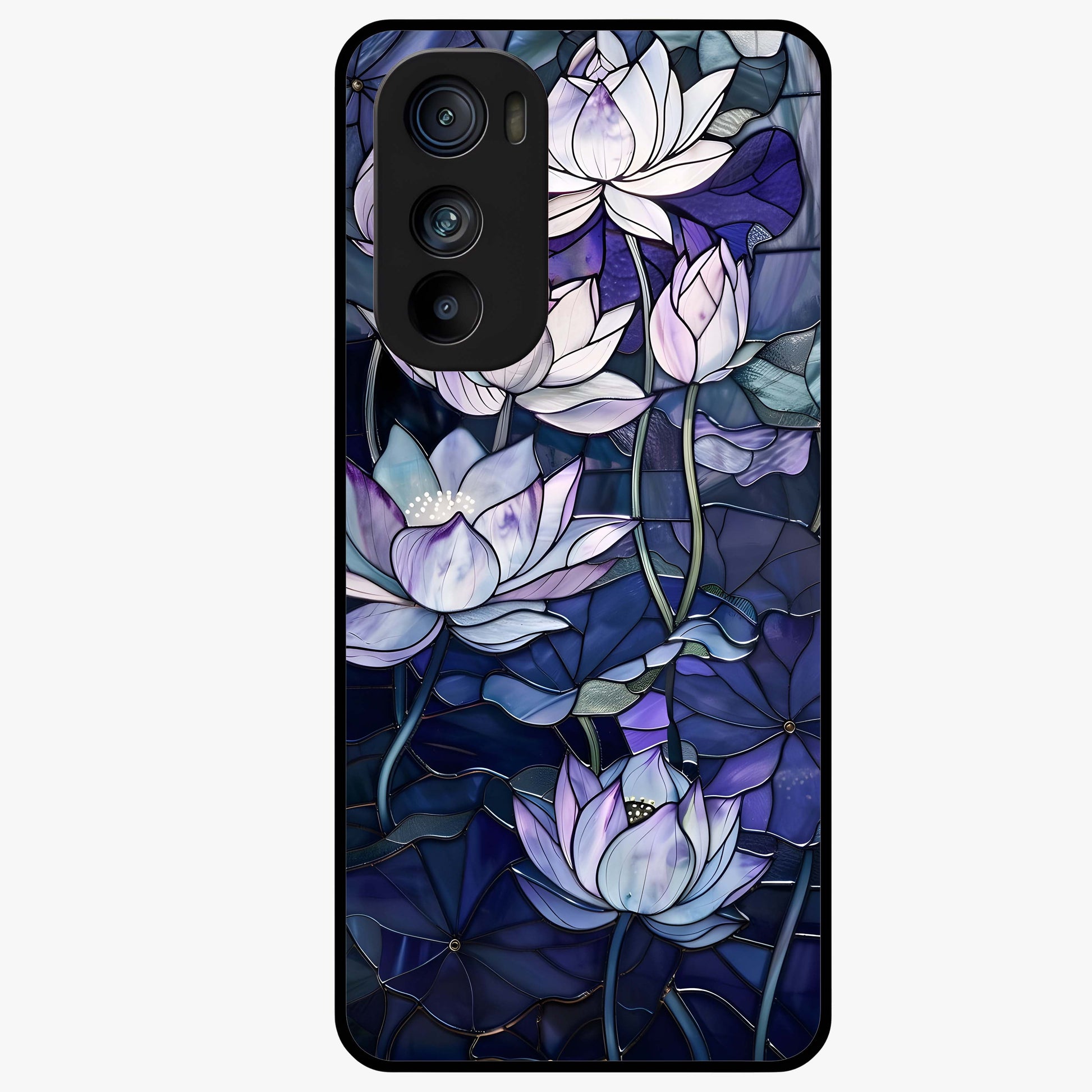 Gloss Petal Rush Glass Case showing flat back view with glossy flower petal artwork and smooth glass finish.