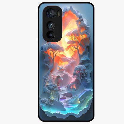 Glow Forest Portal Glass Case showing flat back view with glowing forest portal artwork and glossy glass finish.