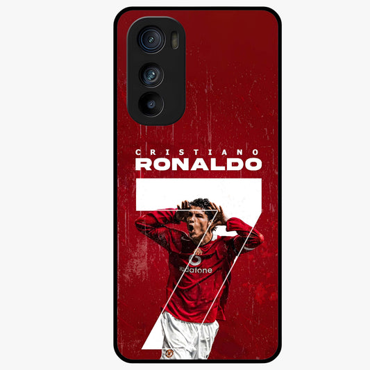 Goal Celebration Legacy Glass Case showing flat back view with football celebration inspired artwork and glossy glass finish.