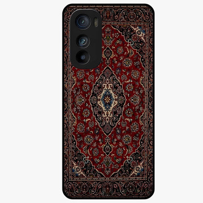 Heritage Carpet Royale Glass Case showing flat back view with ornate Persian carpet inspired pattern and glossy glass finish.