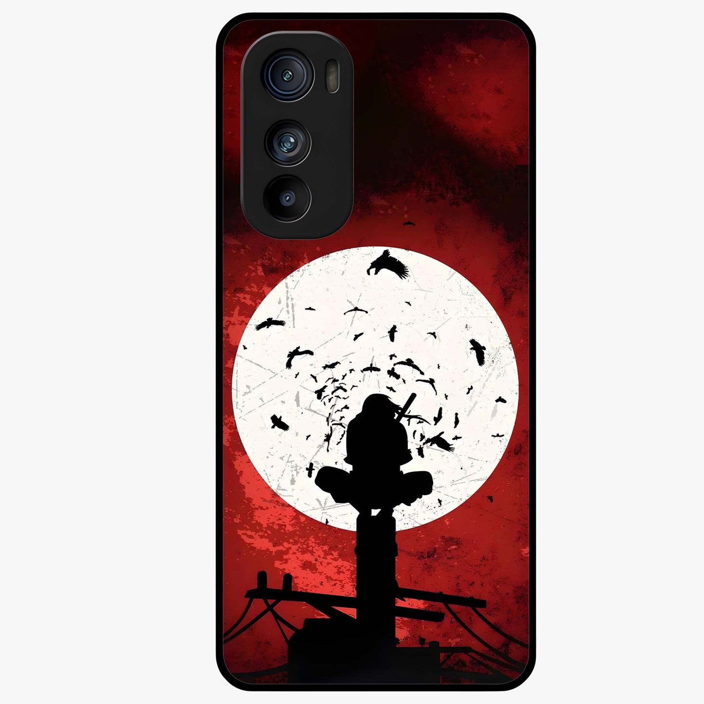 Itachi Limited Edition Naruto Anime Glass Case showing flat back view with iconic anime character artwork and glossy glass finish.