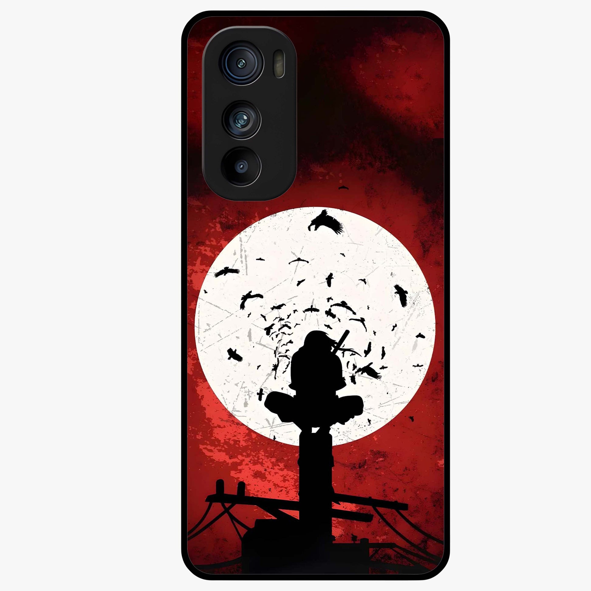 Itachi Limited Edition Naruto Anime Glass Case showing flat back view with iconic anime character artwork and glossy glass finish.