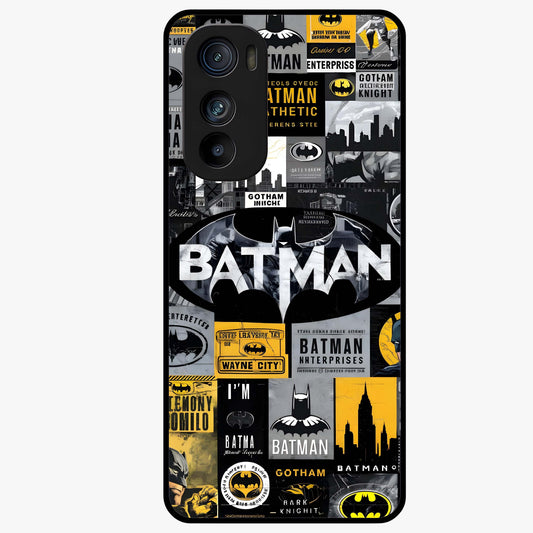 Knight Gotham Rise Glass Case showing flat back view with dark hero inspired artwork and glossy glass finish.