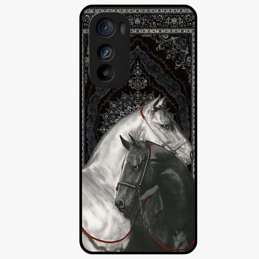 Majestic Ride Legacy Glass Case showing flat back view with powerful automotive inspired artwork and glossy glass finish.