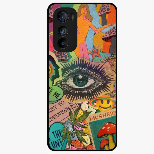 Mystic Eye Wonderland Glass Case showing flat back view with mystical eye themed artwork and glossy glass finish.