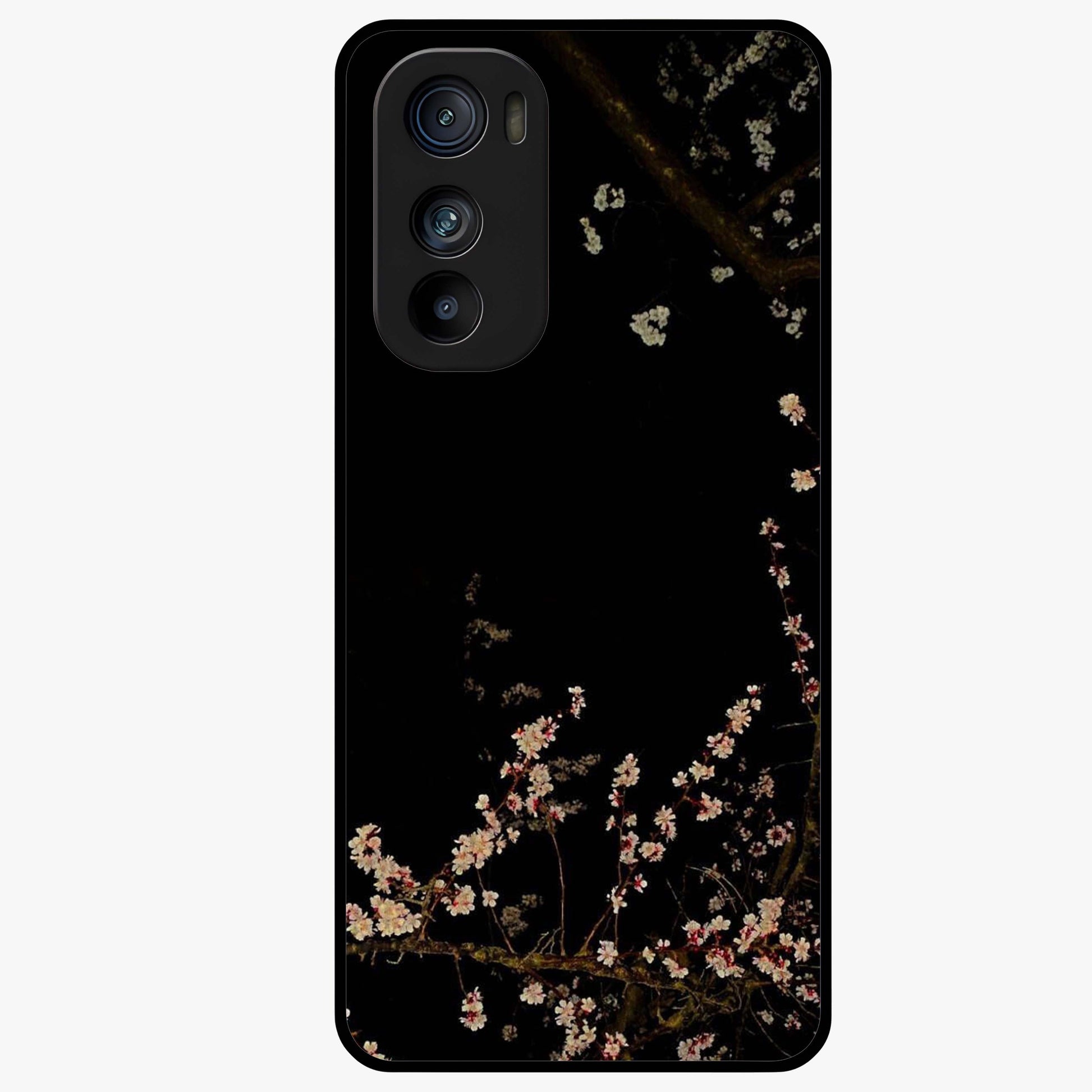 Petal Moon Light With Custom Name Glass Case showing flat back view with floral moonlight artwork and personalized name design.