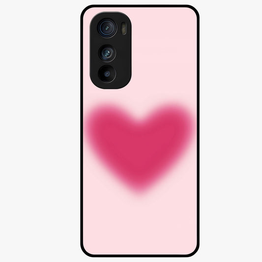 Pink Aura Heart Glass Case showing flat back view with glowing heart artwork and glossy glass finish.