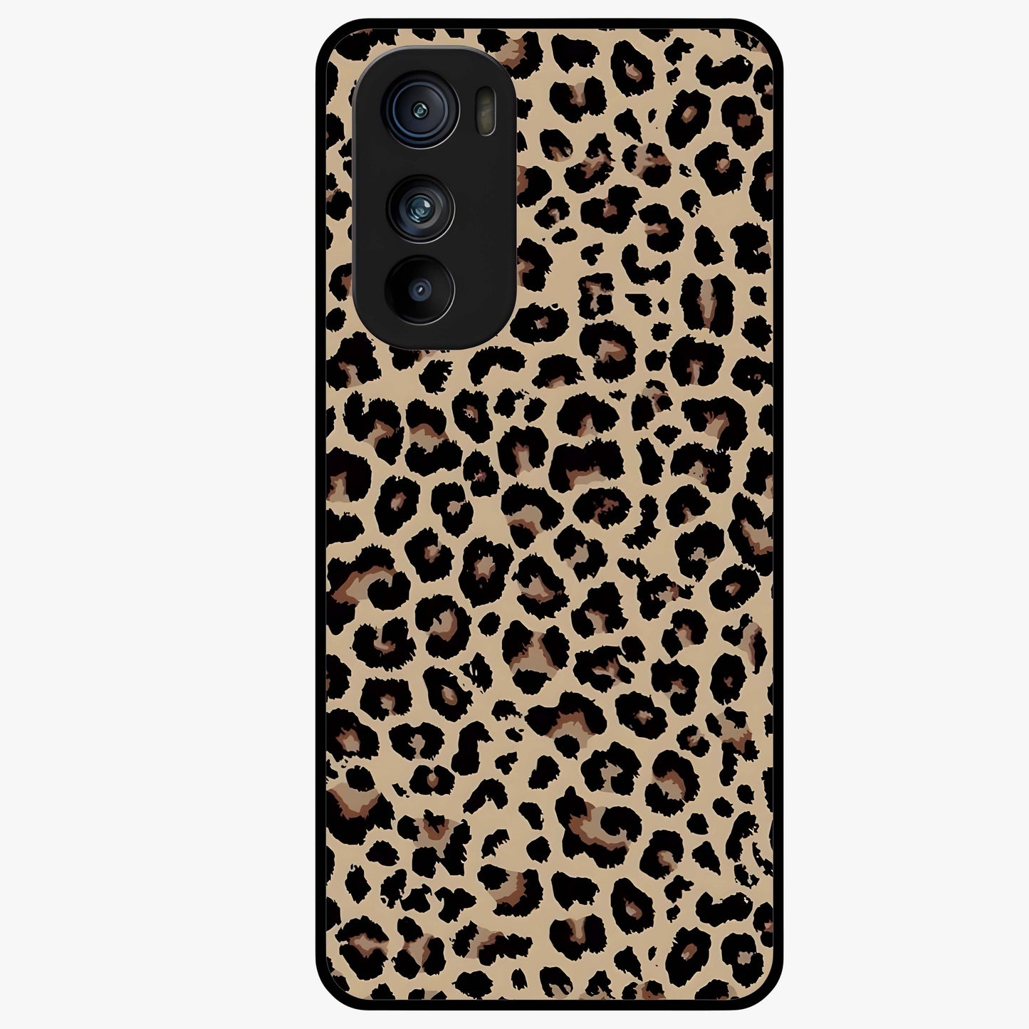 Savage Chic Pattern Glass Case showing flat back view with stylish patterned artwork and glossy glass finish.