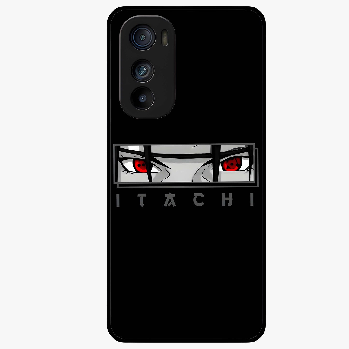 Scarlet Gaze Dominance Glass Case showing flat back view with striking red themed artwork and glossy glass finish.