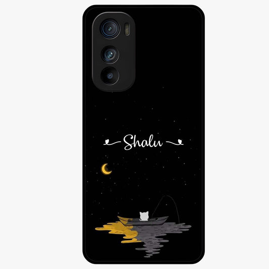 Silent Night Row Glass Case showing flat back view with calm night themed artwork and glossy glass finish.