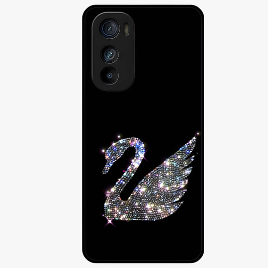 Starlit Swan Grace Glass Case showing flat back view with graceful swan artwork under starry sky and glossy glass finish.