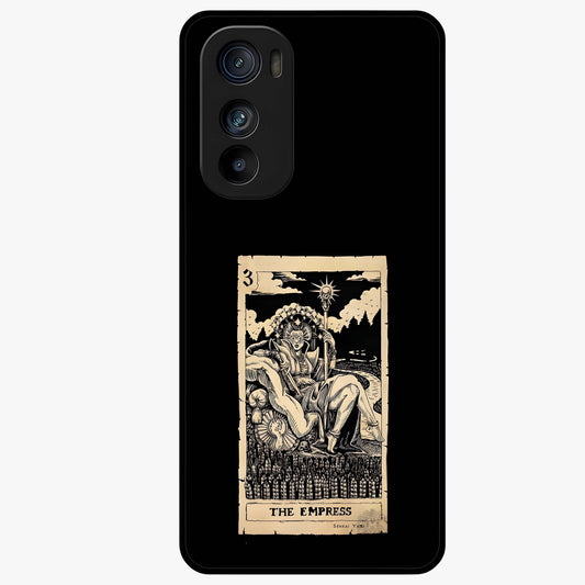 The Empress Glass Case showing flat back view with regal feminine artwork and glossy glass finish.