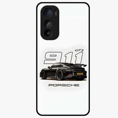 Turbo Legacy Icon Glass Case showing flat back view with iconic sports car inspired artwork and glossy glass finish.