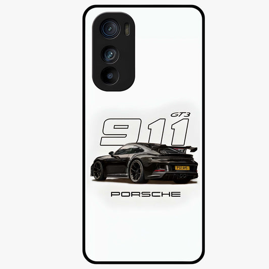Turbo Legacy Icon Glass Case showing flat back view with iconic sports car inspired artwork and glossy glass finish.