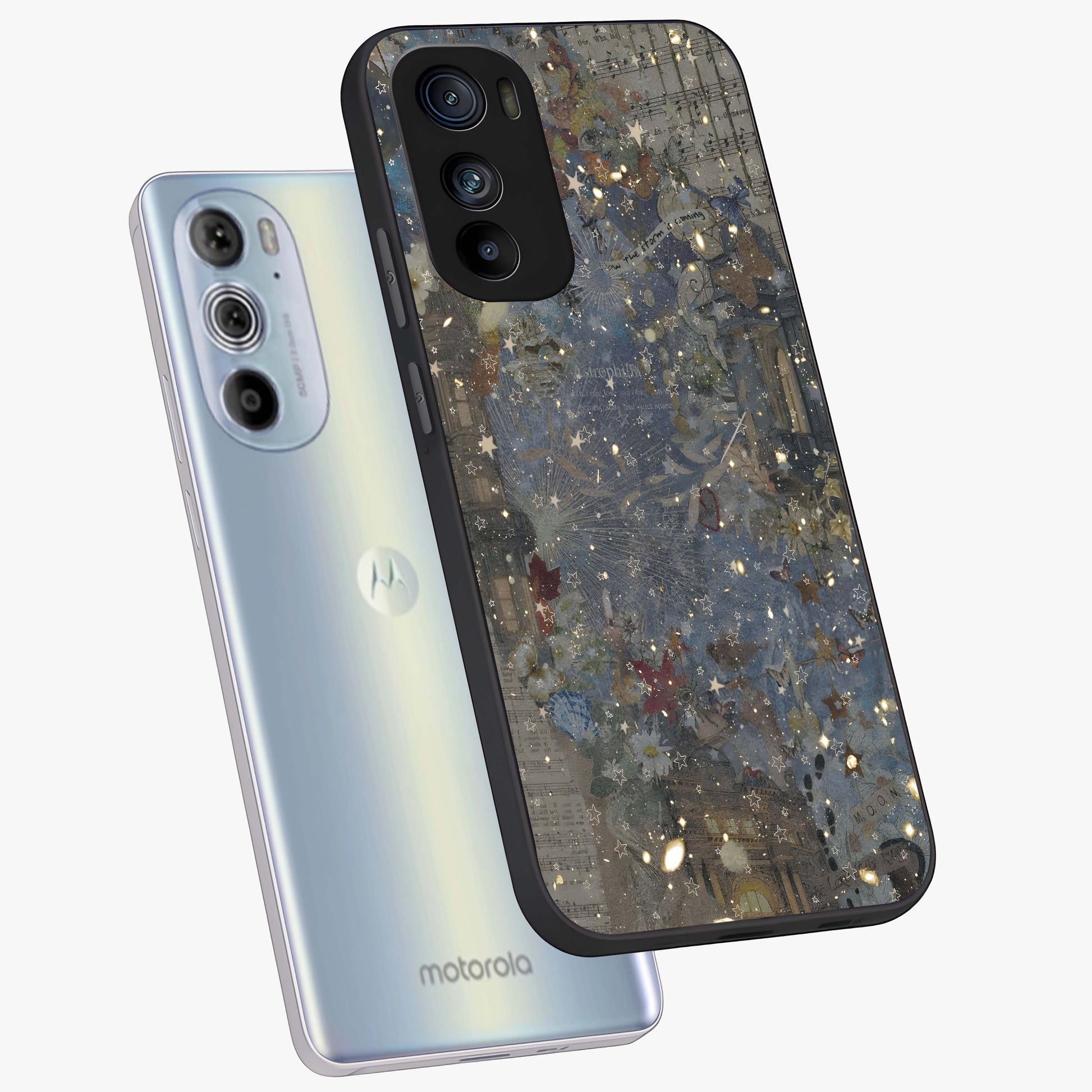 Aesthetic Astrolophia Glass Case displayed in angled mockup highlighting artistic aesthetic elements and smooth glass surface.
