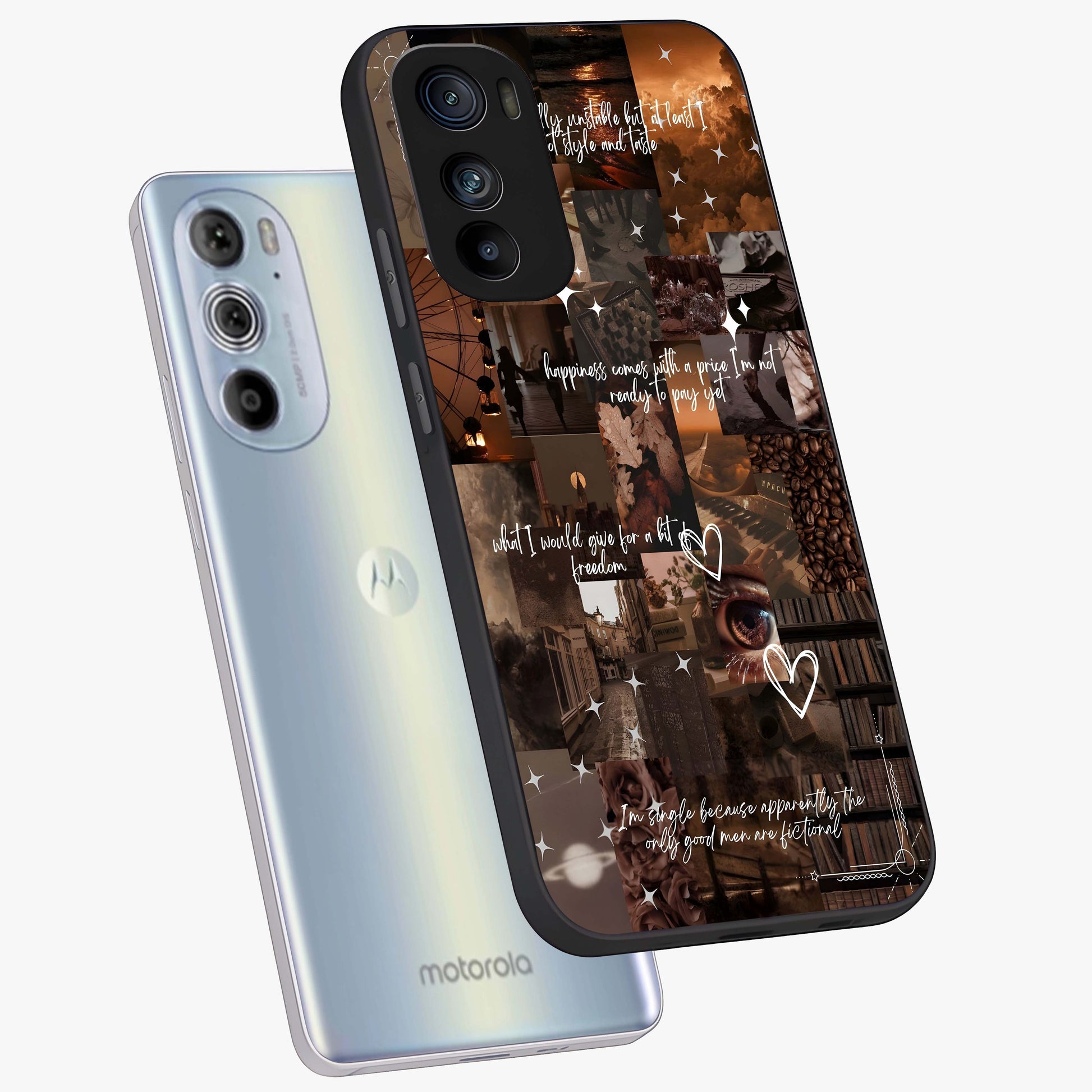 Bittersweet Aesthetic Chaos Glass Case displayed in angled mockup highlighting expressive abstract artwork and edgy aesthetic theme.