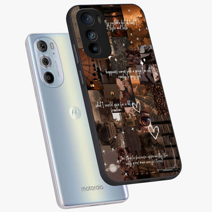 Bittersweet Aesthetic Chaos Glass Case displayed in angled mockup highlighting expressive abstract artwork and edgy aesthetic theme.