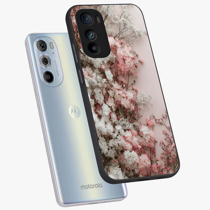 Blush Blossom Cloud Glass Case displayed in angled mockup highlighting soft cloud and blossom design with pastel aesthetic.