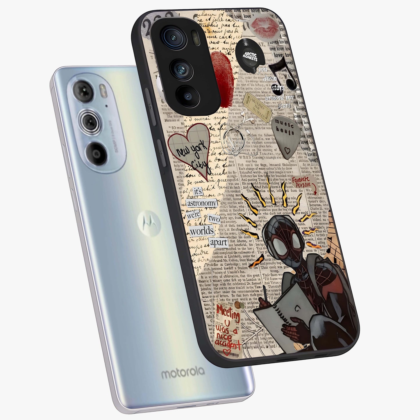 City Dream Sketch Glass Case displayed in angled mockup highlighting minimal city illustration with aesthetic sketch style.