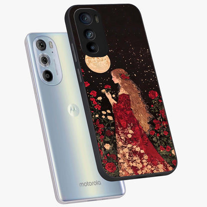 Crimson Dreams Glass Case displayed in angled mockup highlighting soft crimson aesthetic design with artistic theme.