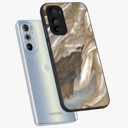 Divine Winged Grace Glass Case displayed in angled mockup highlighting graceful wing design with divine aesthetic style.