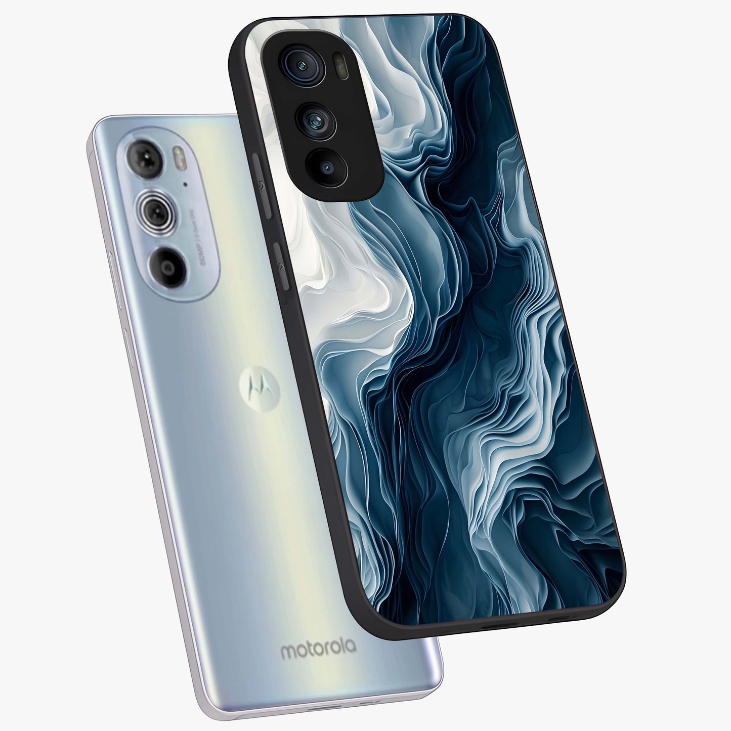 Ethereal Paper Marble Glass Case displayed in angled mockup highlighting elegant marble pattern with modern aesthetic style.
