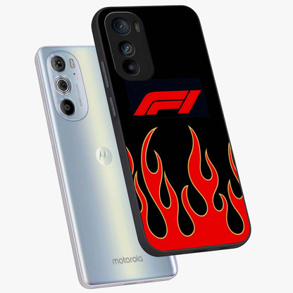 Fire F11 Glass Case displayed in angled mockup highlighting bold fire inspired graphic with energetic aesthetic style.