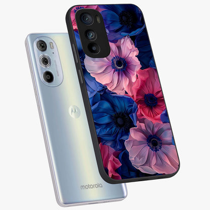 Flower Paper Art Pattern Glass Case displayed in angled mockup highlighting layered paper flower design with artistic aesthetic.