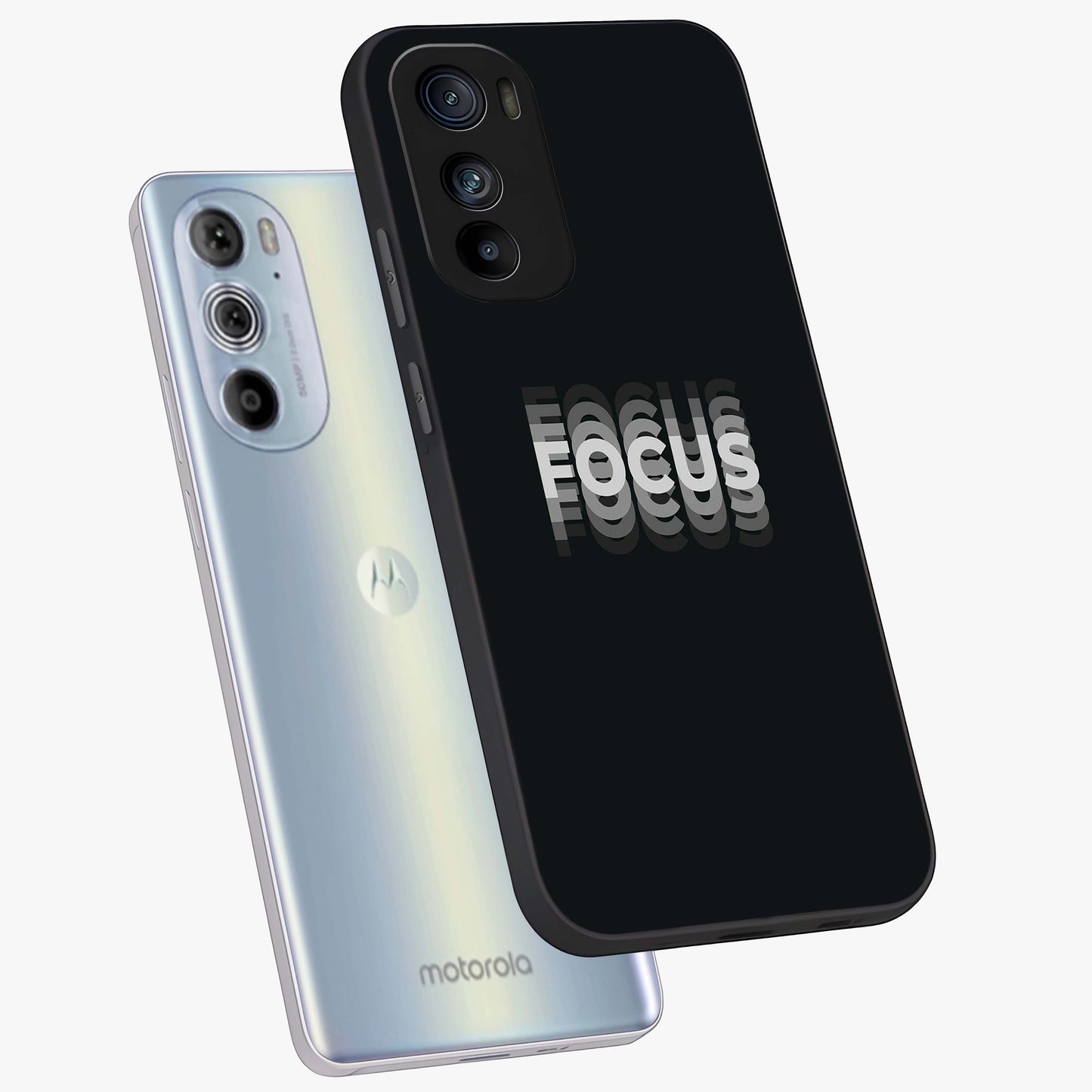 Focus Mode On Glass Case displayed in angled mockup highlighting clean minimal text artwork with modern aesthetic style.