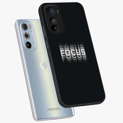 Focus Mode On Glass Case displayed in angled mockup highlighting clean minimal text artwork with modern aesthetic style.