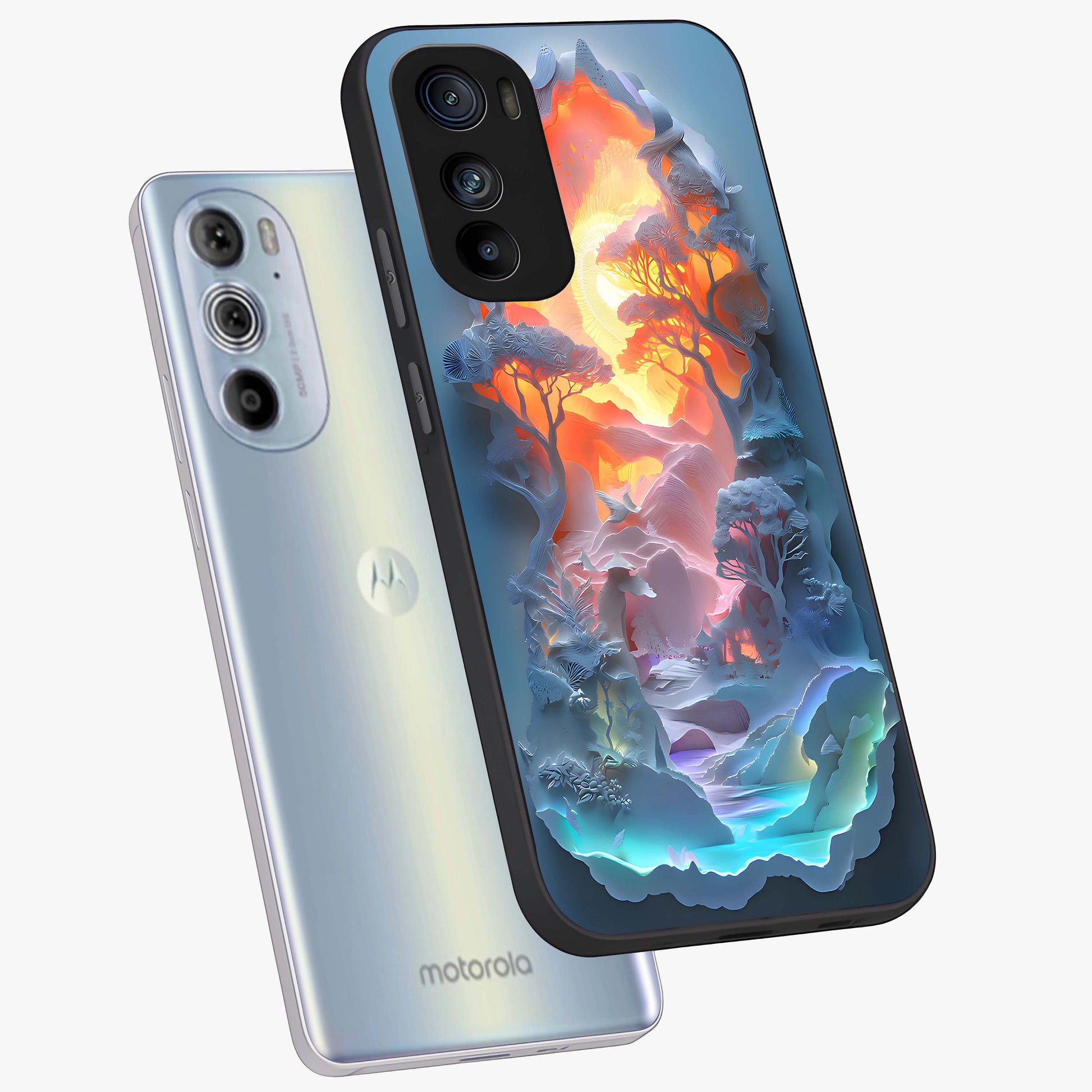 Glow Forest Portal Glass Case displayed in angled mockup highlighting mystical forest design with magical glowing aesthetic.