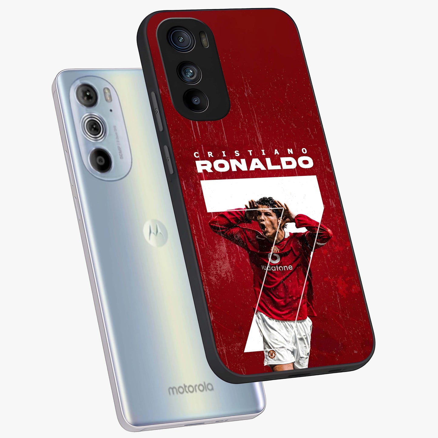 Goal Celebration Legacy Glass Case displayed in angled mockup highlighting energetic sports celebration design with bold athletic theme.