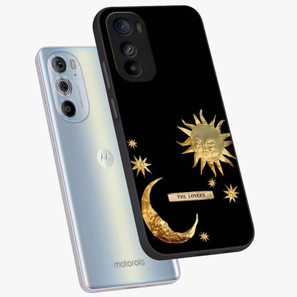 Gold Sun Blush Glass Case displayed in angled mockup highlighting radiant sun design with warm golden aesthetic.