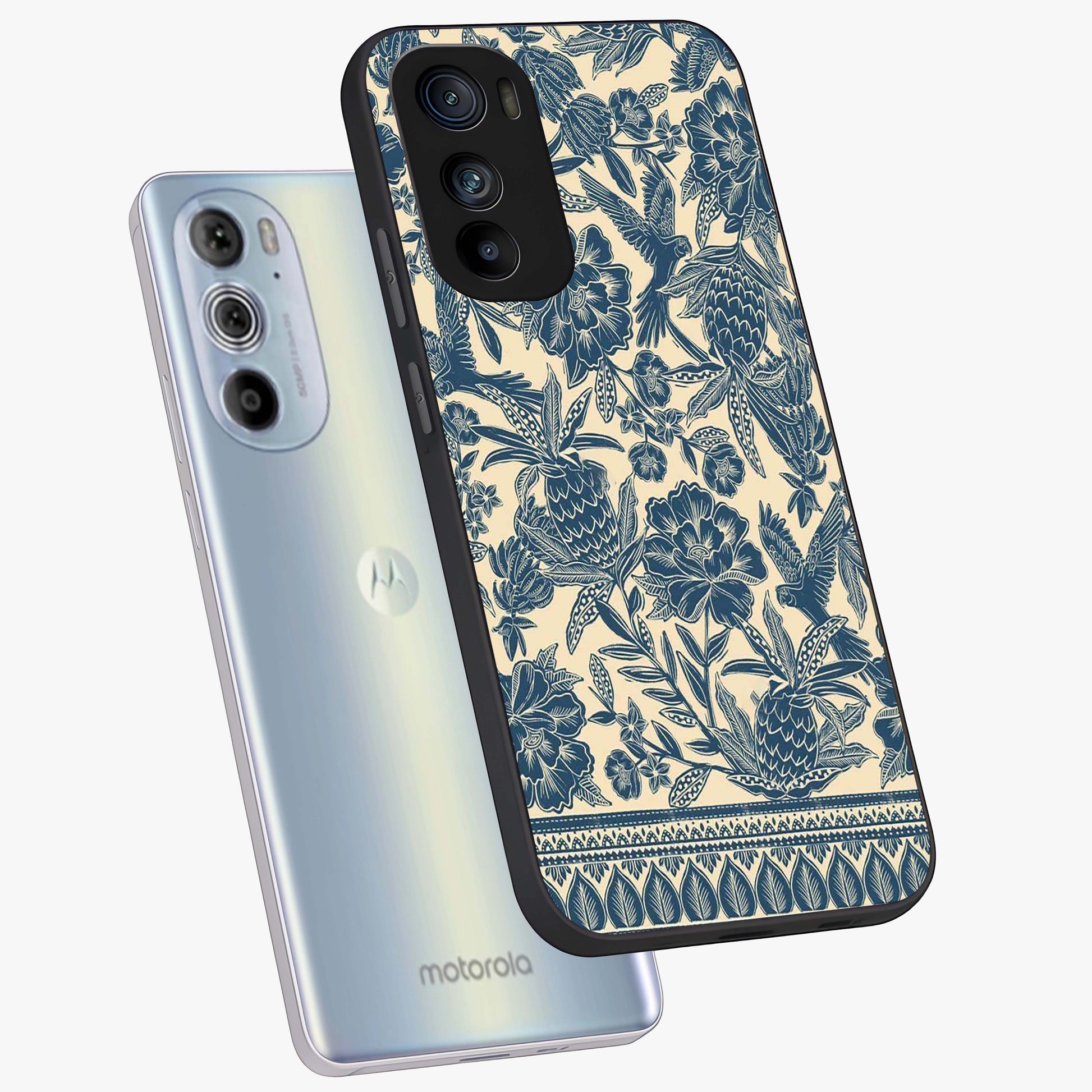 Heirloom Wild Bloom Glass Case displayed in angled mockup highlighting botanical bloom design with classic aesthetic style.
