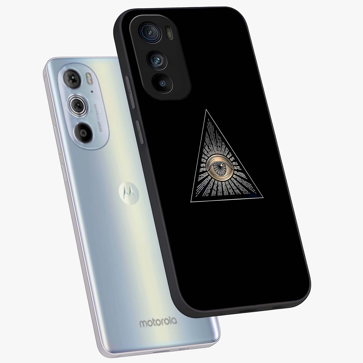 Illuminati Evil Glass Case displayed in angled mockup highlighting dark occult inspired design with bold aesthetic style.
