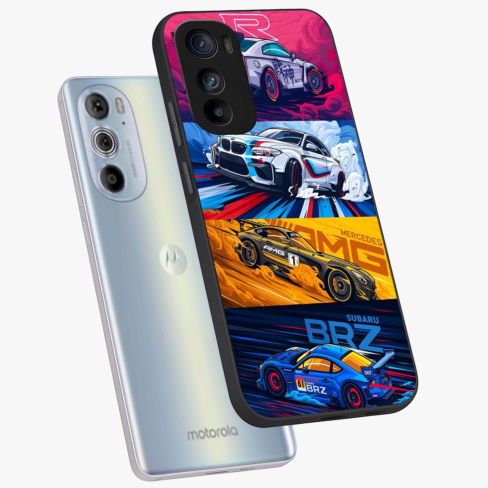 JDM Sports Car Glass Case displayed in angled mockup highlighting sleek Japanese racing car design with automotive aesthetic.