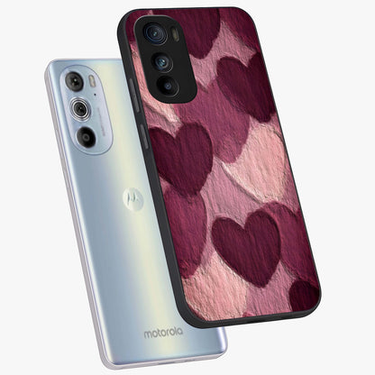 Layered Paper Hearts Glass Case displayed in angled mockup highlighting creative paper craft heart design with romantic aesthetic.