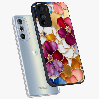Marble Flower Pattern Glass Case displayed in angled mockup highlighting elegant marble floral design with modern aesthetic.