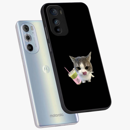 Matcha Cat Style Glass Case displayed in angled mockup highlighting playful feline design with pastel matcha aesthetic.