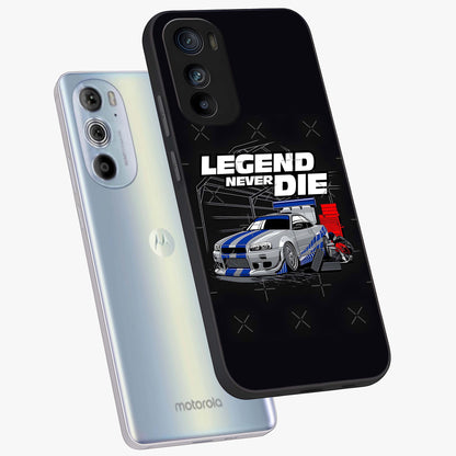 Midnight Racing Legacy Glass Case displayed in angled mockup highlighting dynamic automotive design with bold midnight aesthetic.