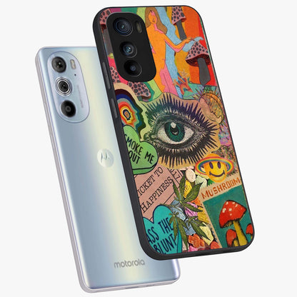Mystic Eye Wonderland Glass Case displayed in angled mockup highlighting magical eye illustration with dreamy aesthetic.