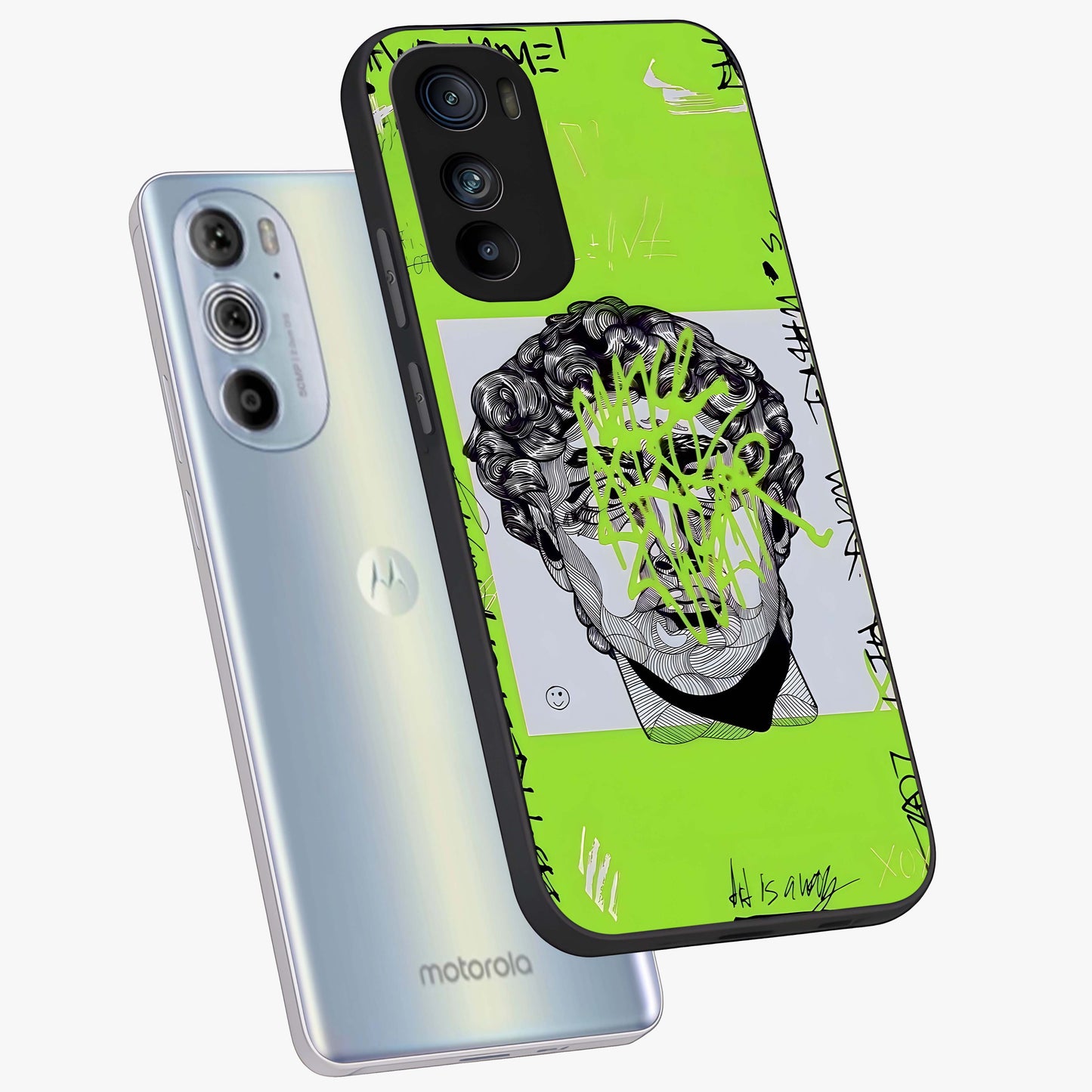 Neo Graffiti Rebellion Glass Case displayed in angled mockup highlighting urban street art design with rebellious aesthetic.