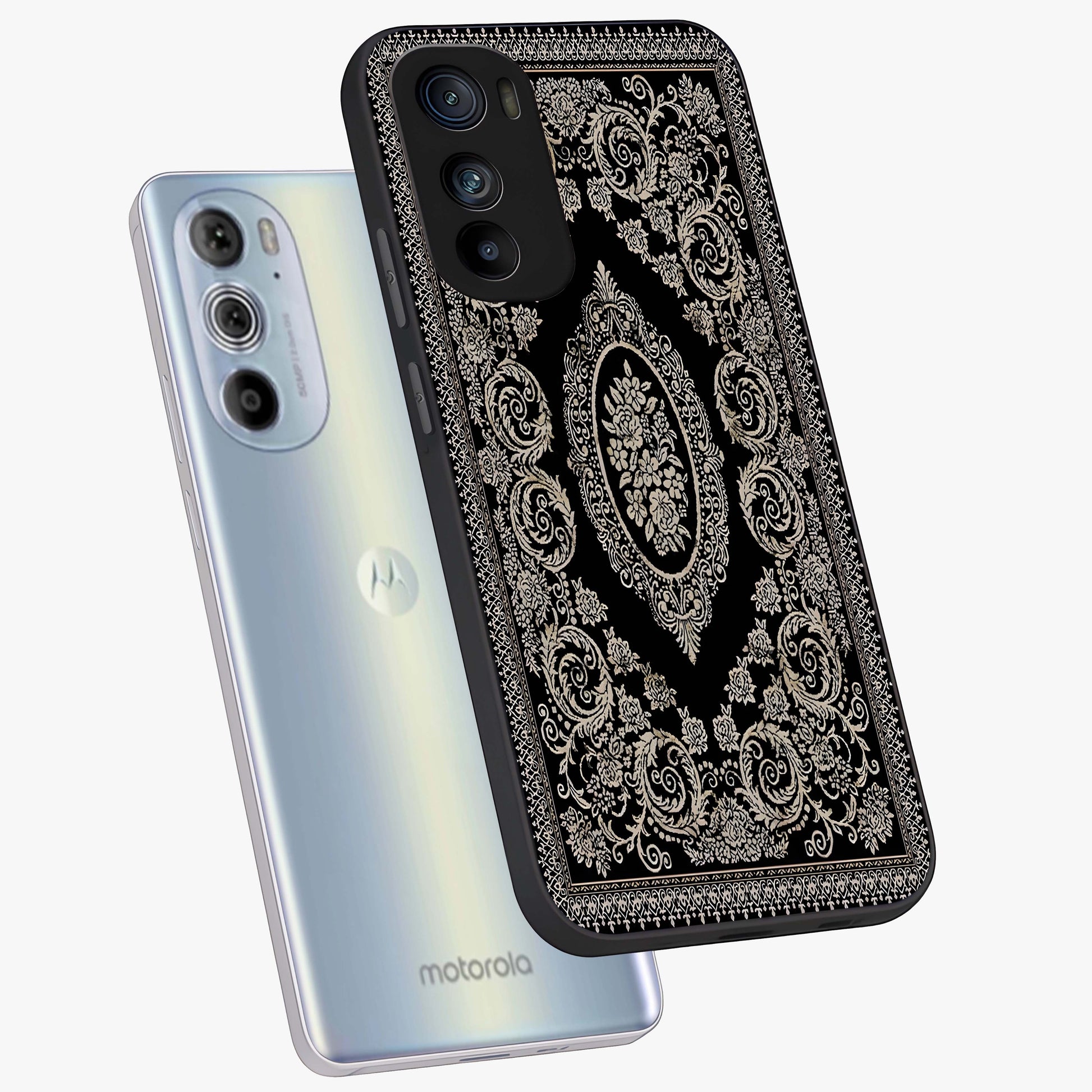 Noir Bloom Elegance Glass Case displayed in angled mockup highlighting refined flower design with stylish noir aesthetic.