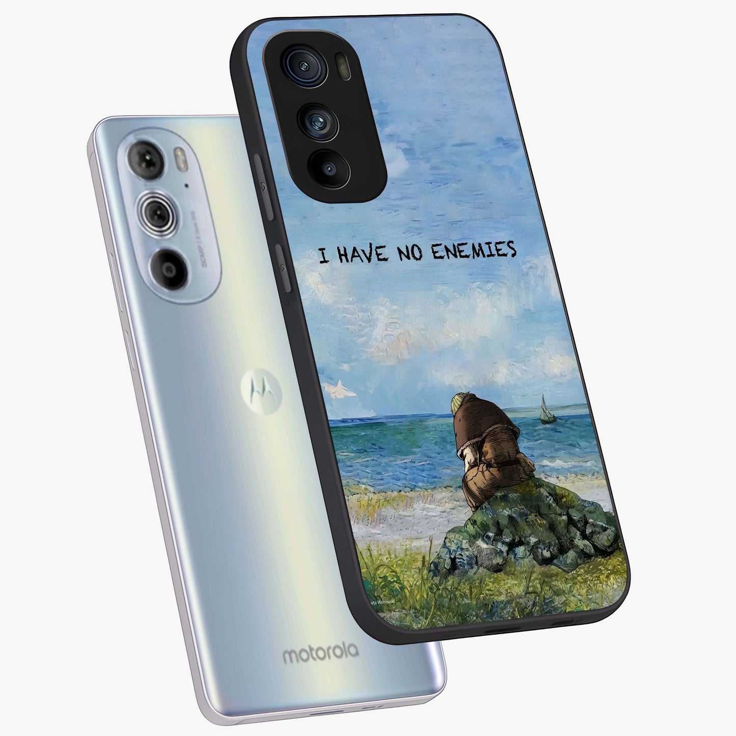 Peace Beyond War Glass Case displayed in angled mockup highlighting meaningful message design with artistic aesthetic style.