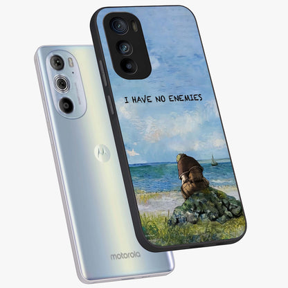 Peace Beyond War Glass Case displayed in angled mockup highlighting meaningful message design with artistic aesthetic style.