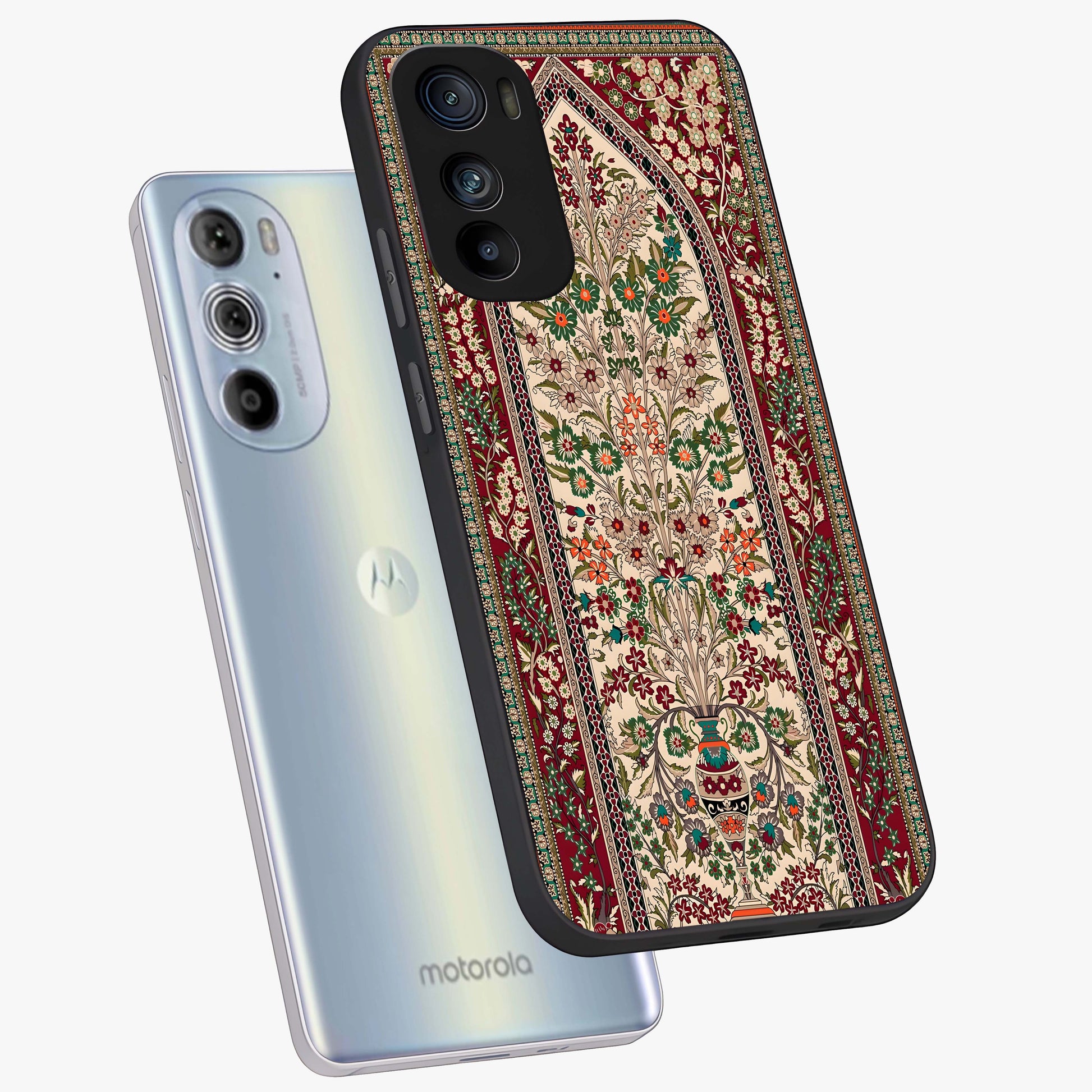 Persian Inspired Glass Case displayed in angled mockup highlighting intricate traditional design with elegant cultural aesthetic.