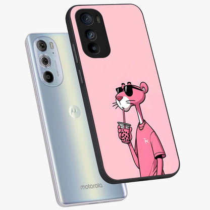Pink Panther Glass Case displayed in angled mockup highlighting playful cartoon character design with vibrant pink aesthetic.