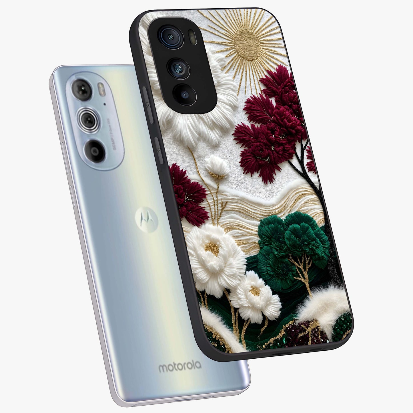 Radiant Bloom Elegance Glass Case displayed in angled mockup highlighting graceful floral design with radiant aesthetic style.